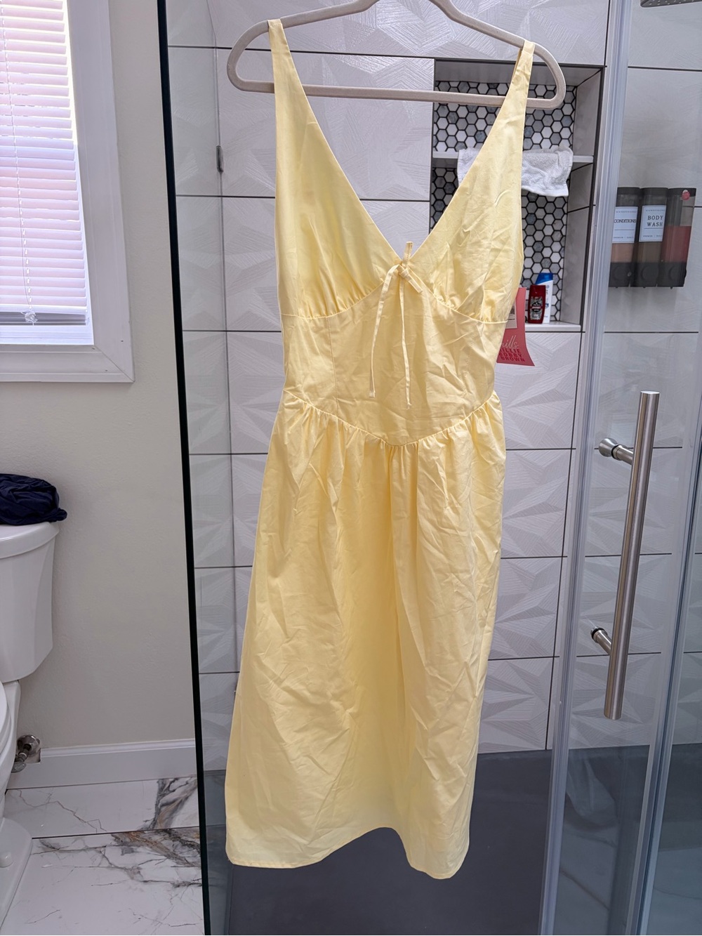 Butter Yellow Sleeveless V-Neck Midi Corset Dress